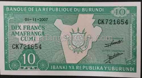 BURUNDI 10 FRANCS 2007 UNC _ 20K